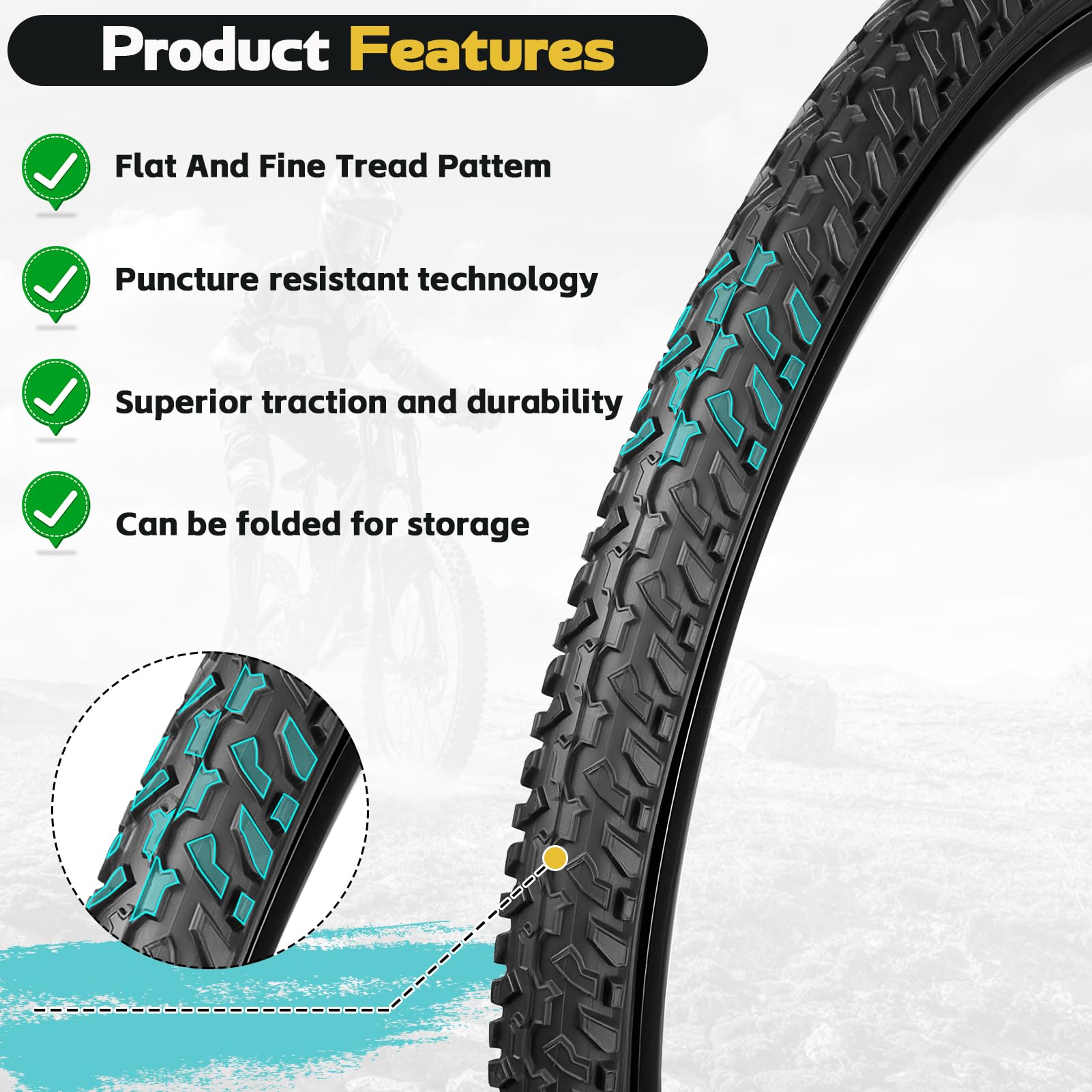Amazon | 26インチバイクタイヤ 26 x 2.125インチ マウンテンバイク
